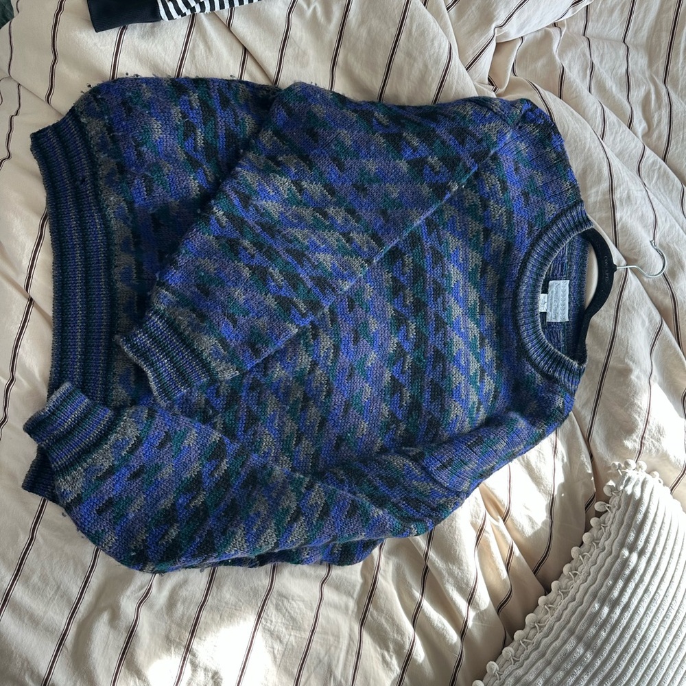 Nomadic Traders Blue and Green Wool Sweater